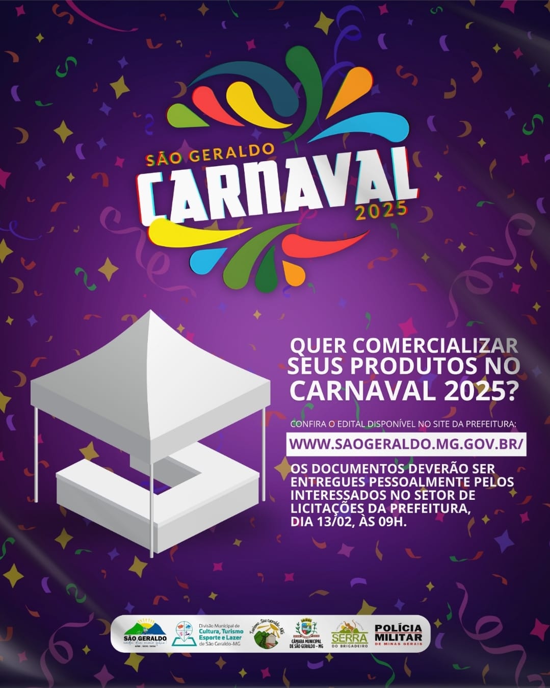Prefeitura Municipal de São Geraldo - Concessão de autorização de uso durante o Carnaval 2025
