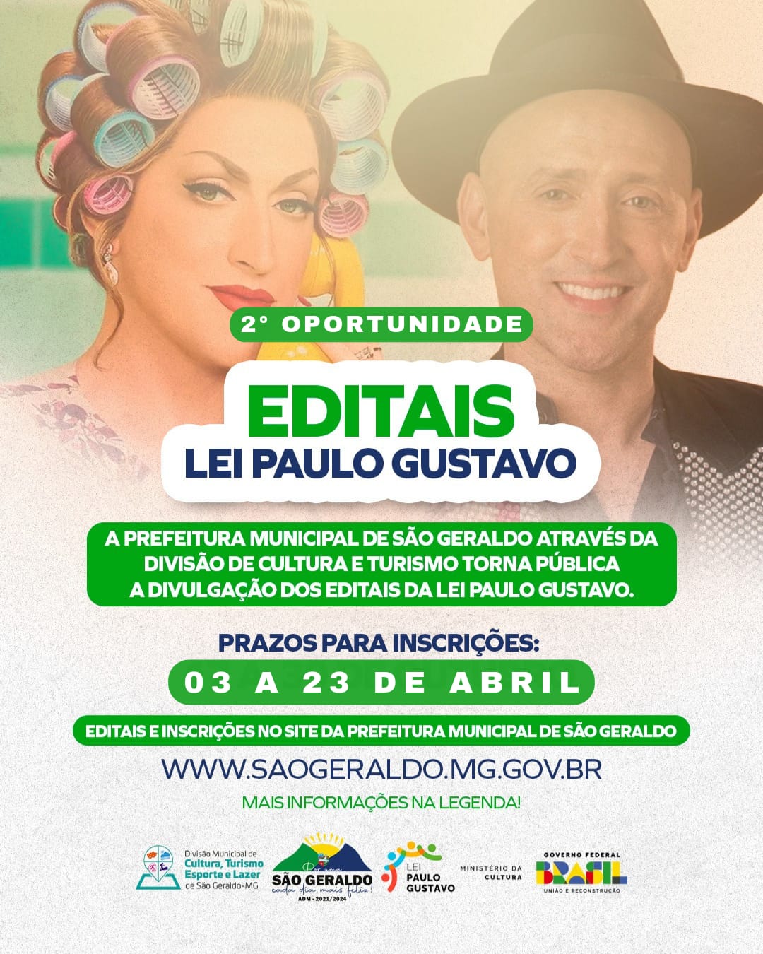 Prefeitura Municipal de São Geraldo - Lançados os editais de participação da Lei Paulo Gustavo 2024