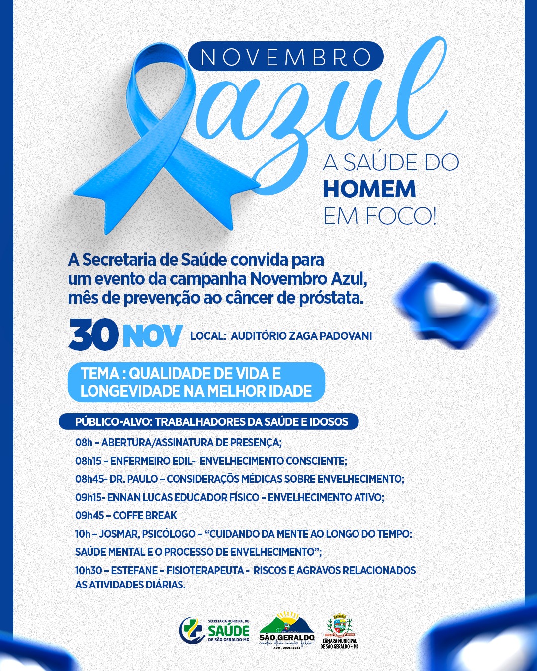 Prefeitura Municipal de São Geraldo - Novembro Azul - A saúde do homem em foco